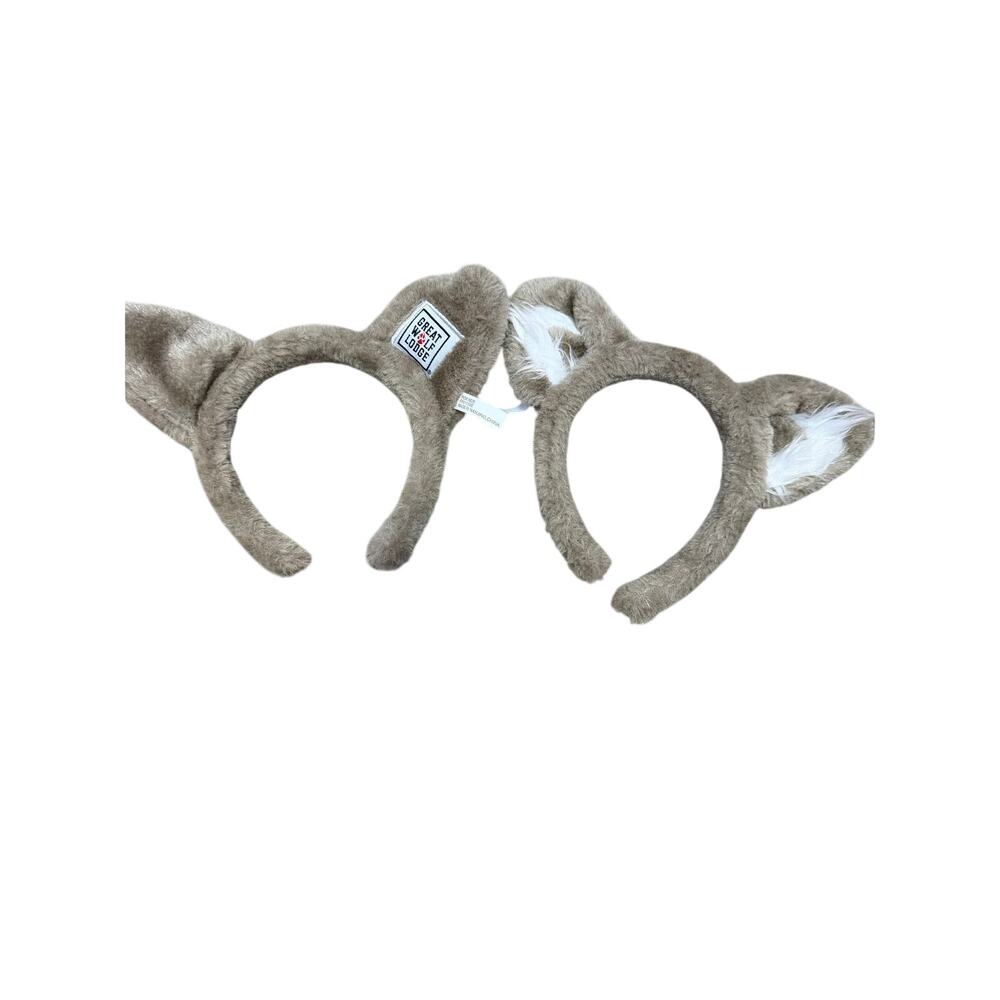 Lot of 2 Great Wolf Lodge Wolf Ears Headbands Plush Gray Furry Souvenir Costume